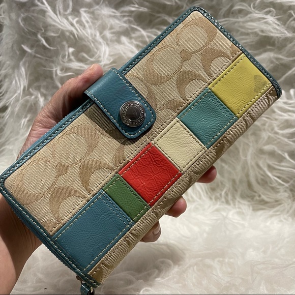 Coach Patchwork Long Zip Wallet - Picture 1 of 9